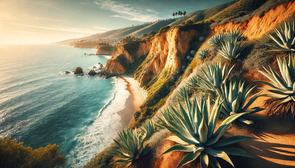 agaves growing along the malibu coastline