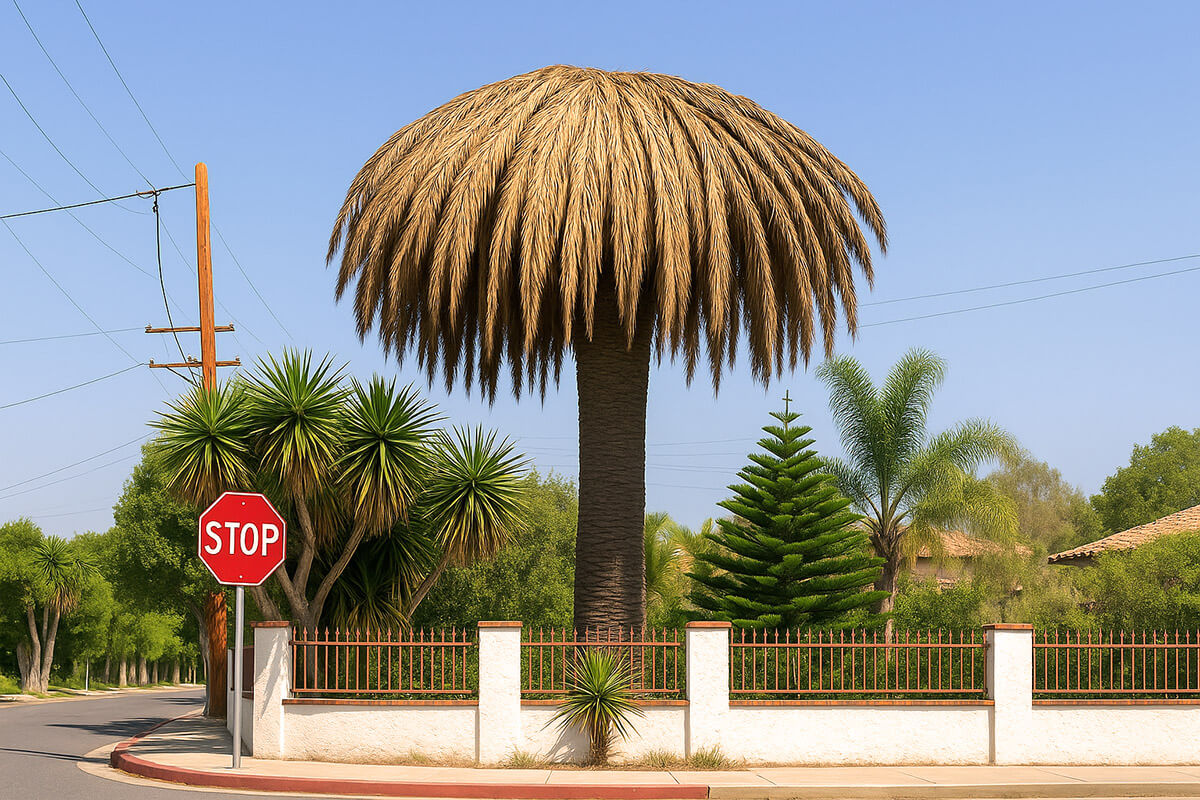 Infected Canary Island date palm in San Diego