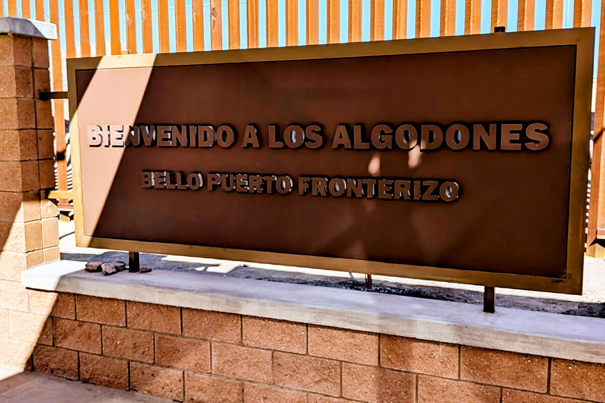 welcome sign at the los algodones port of entry